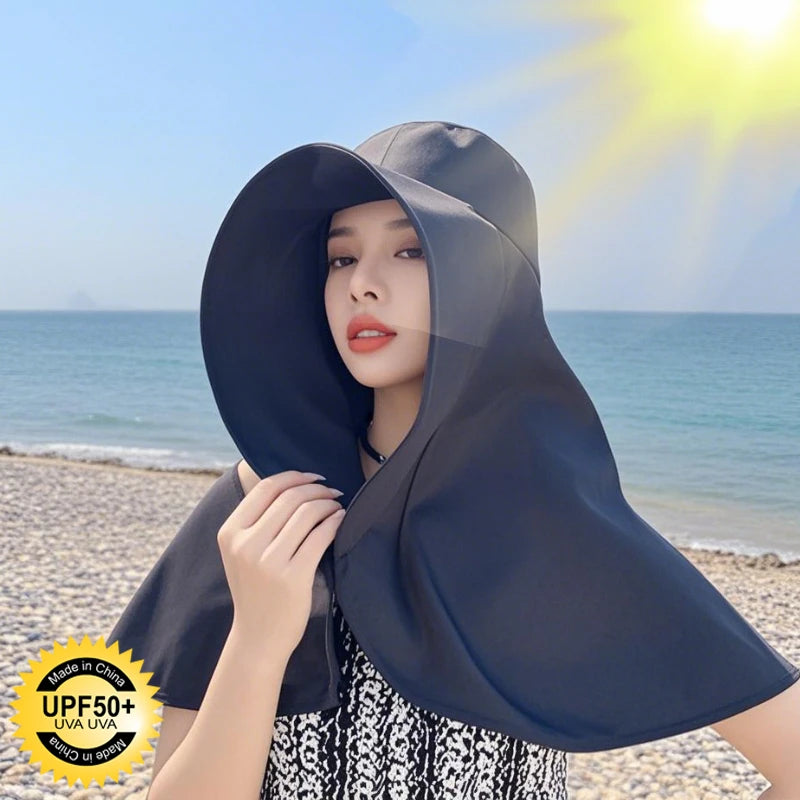 Women's Sun Protection Hat: Large Brim UV Face & Neck Cover