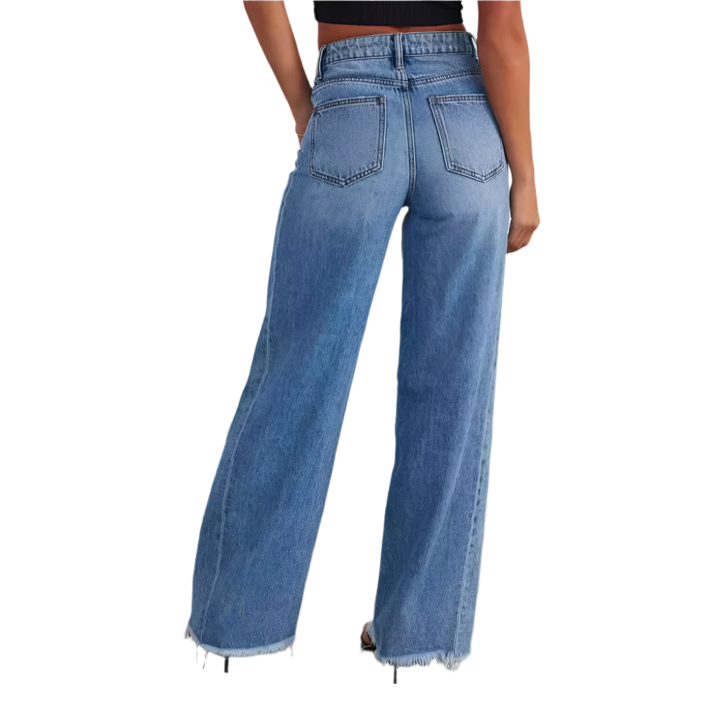 Women’s Straight Floor-Length High Waist Spliced Jeans