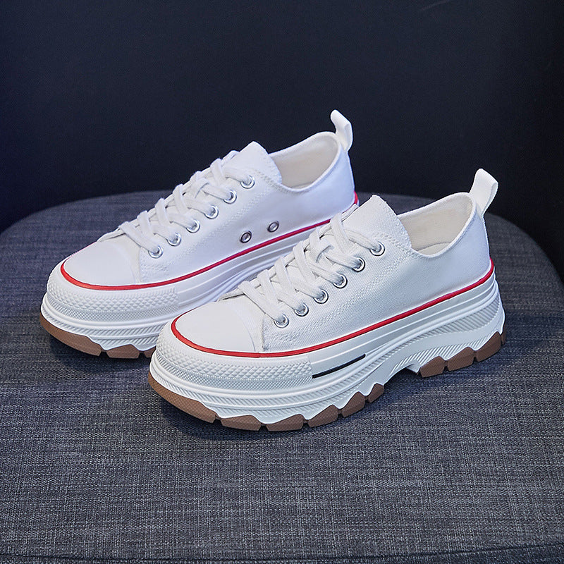 Korean Women’s Canvas Sneakers – Thick Bottom Casual Fashion Shoes