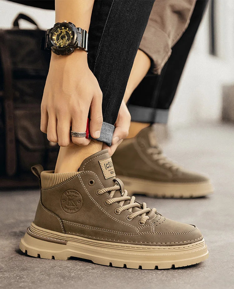 Men's British Retro High-Top Work Boots – Vintage Style Streetwear Footwear