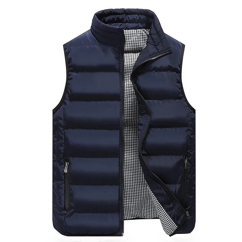 Men's Warm Padded Vest - Slim Fit Stand Collar Winter Waistcoat