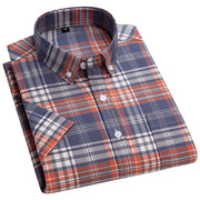 Short Sleeve Men’s 100% Cotton Oxford Plaid Summer wear Shirt –  7XL