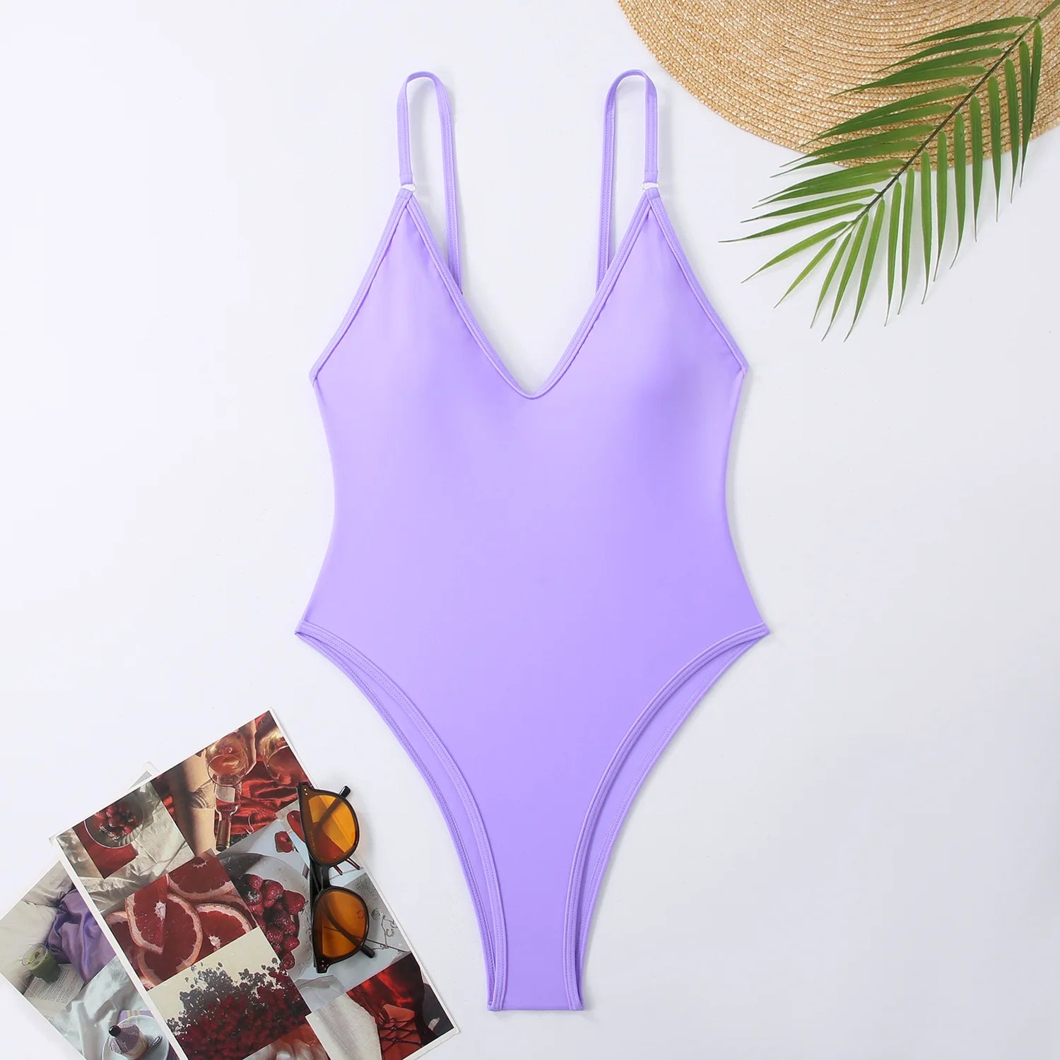 New Sexy One Piece Swimsuit: Solid Neon Yellow Thong Monokini