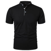 Men’s Solid Color Stand Collar T-Shirt – Slim Fit Lightweight Tee