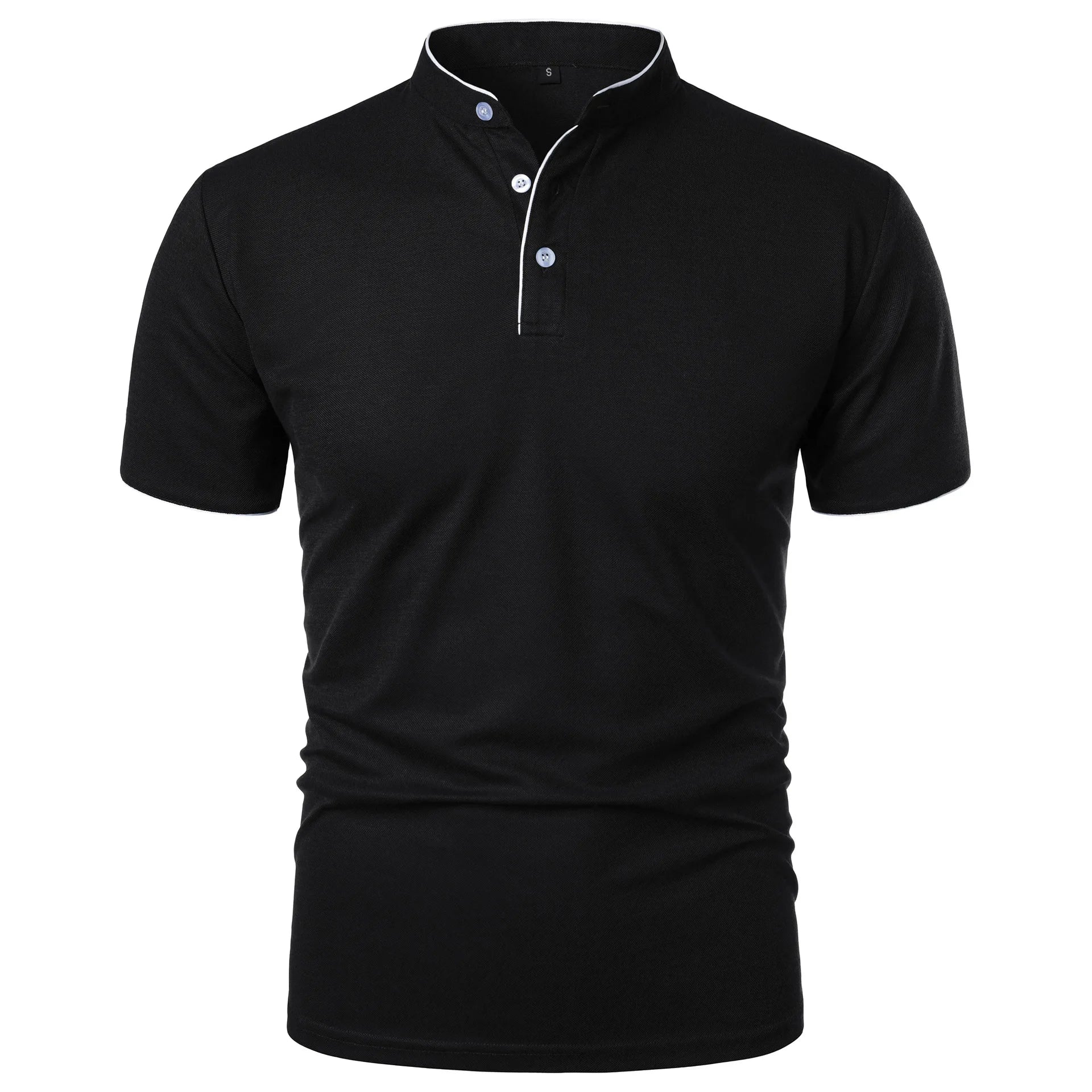 Men’s Solid Color Stand Collar T-Shirt – Slim Fit Lightweight Tee