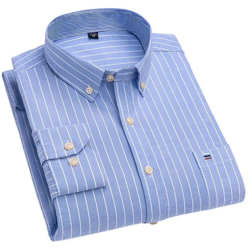 Men’s 100% Cotton Plaid Oxford Shirt – Smart Casual Plus Size 7XL