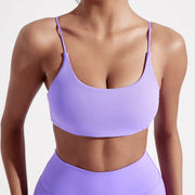 Women's Cross Back Sports Bra: Solid Color Fitness Top for Yoga