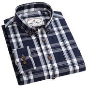 100% Cotton Slim Fit Plaid Shirt – Formal Long-Sleeve Office Casual Shirt for Men