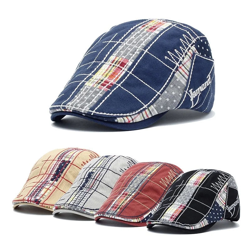 Soft Cotton Patchwork Beret - Comfortable Unisex Leisure Hat