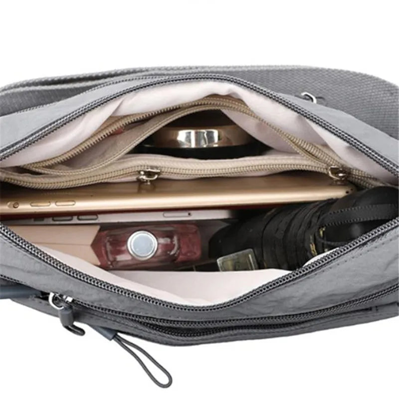 Women's Multi-Layer Crossbody Bag: Solid Color Multi-Pocket Versatile