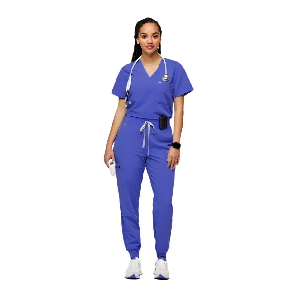 Women's Fashionable Scrub Set - Jersey Medical Uniform Top & Pants