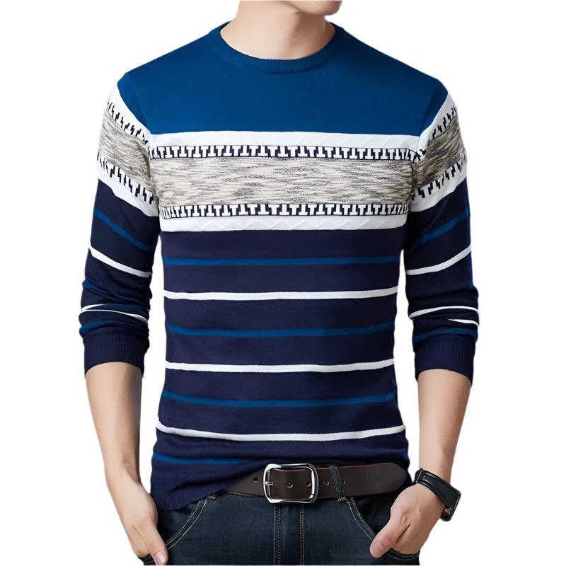 Men’s Striped Pullover Sweater – Cozy Autumn & Winter Knitwear