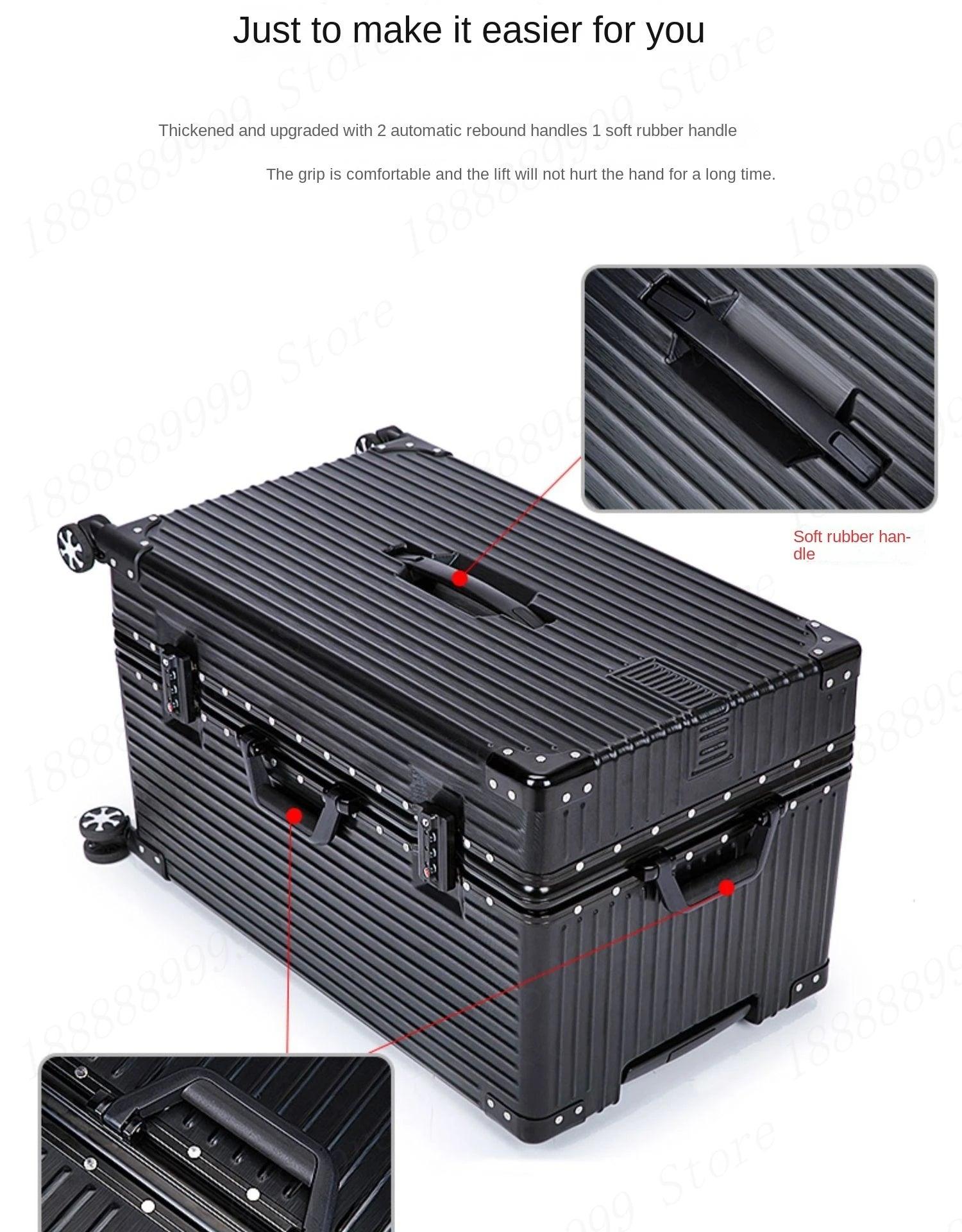 Oversized Cipher Suitcase | ABS+PC Trolley Luggage with Lock & Wheels