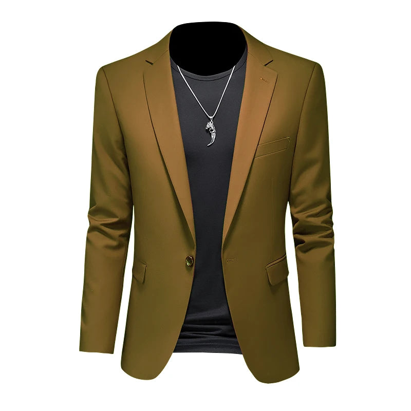 Boutique Men's Blazer: Solid Color Fashion for Business & Weddings