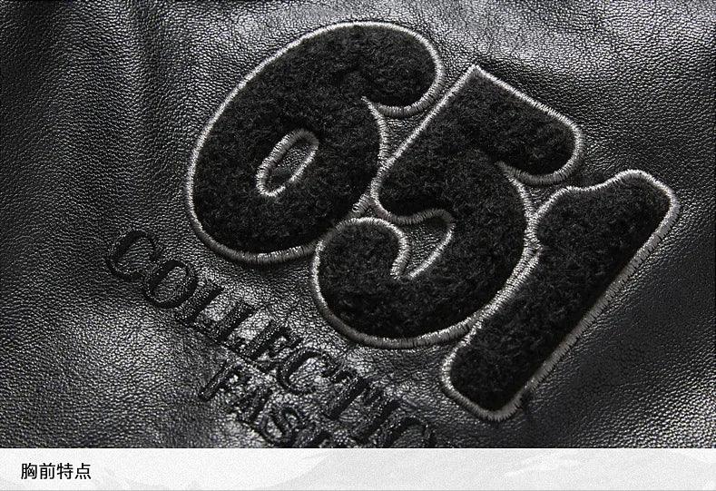 Fashion-Forward Casual Leather Embroidered Aviator Men's Biker Motorcycle Jacket - JVMCL