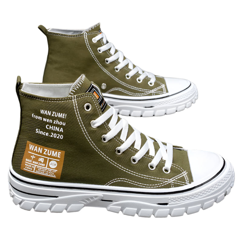 Men's High Top Canvas Sneakers – Lace-Up Sport Board Shoes for Casual Street Style