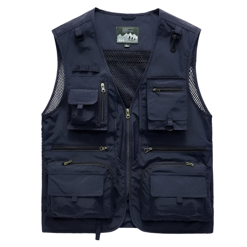 Men’s Tactical Multi-Pocket Mesh Vest – Breathable, Sleeveless, Travel-Ready