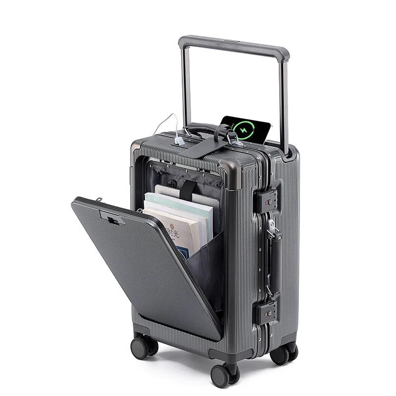 Wide Trolley Lightweight Luggage – Front Opening Multi-Functional Boarding Box