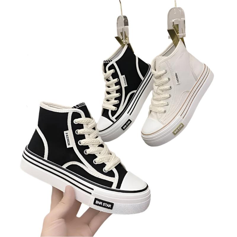Women’s High Top Canvas Sneakers | Autumn Platform White Shoes