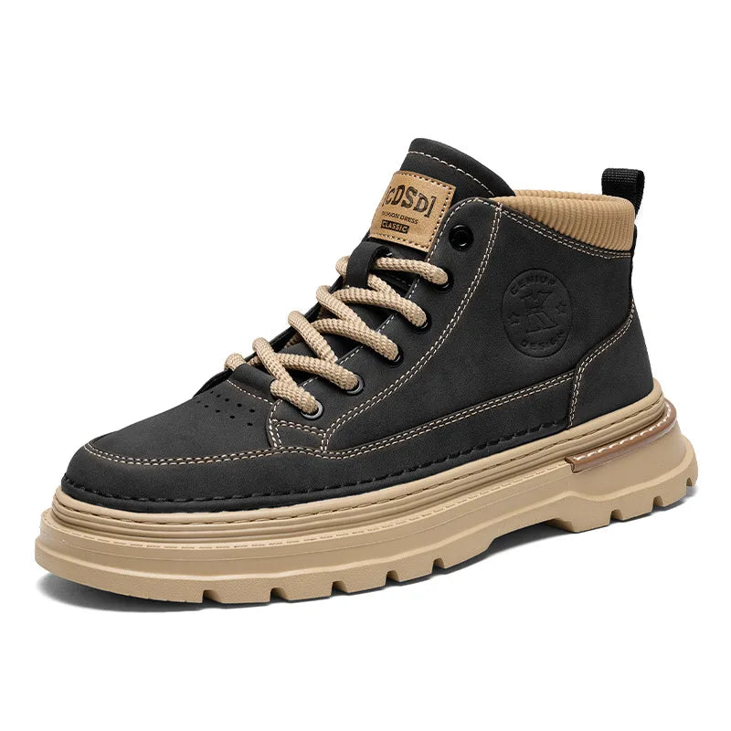 Men's British Retro High-Top Work Boots – Vintage Style Streetwear Footwear