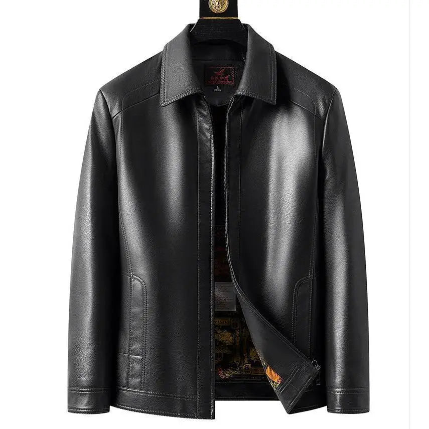 Autumn Winter Unisex Leather Jacket: Large Size PU with Plush Lining