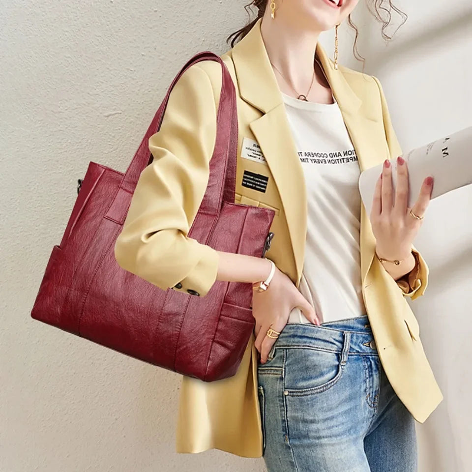 3-Piece Women's PU Leather Shoulder Crossbody Handbags Set
