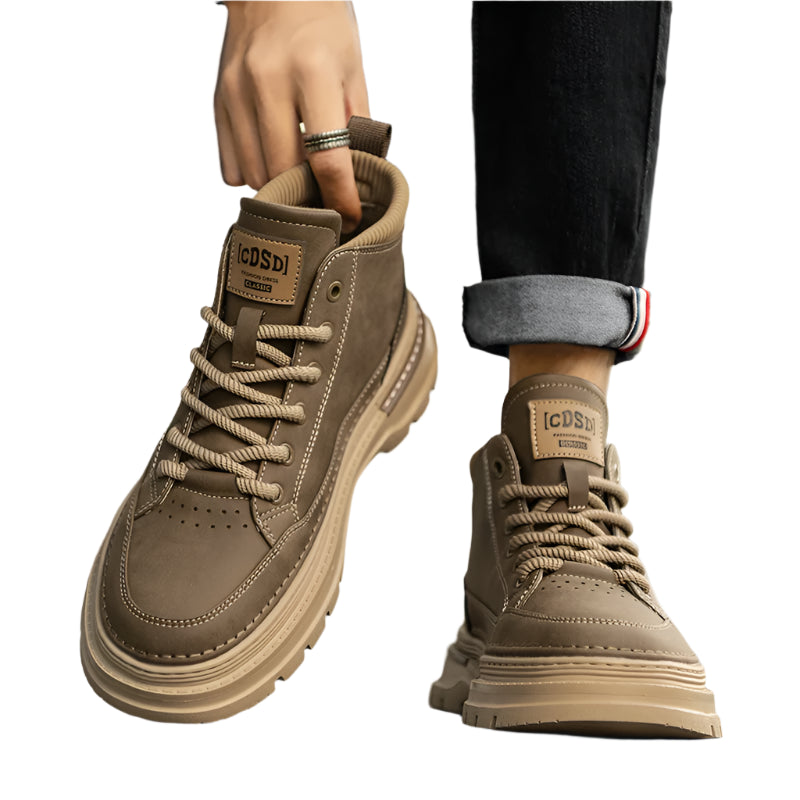 Men's British Retro High-Top Work Boots – Vintage Style Streetwear Footwear