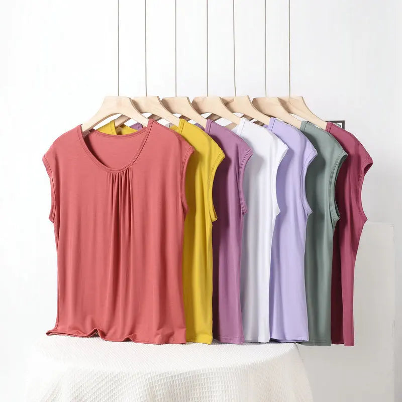 Plus size Modal Loose T-Shirt sleeveless solid color Casual Tank Tops XL to 8XL
