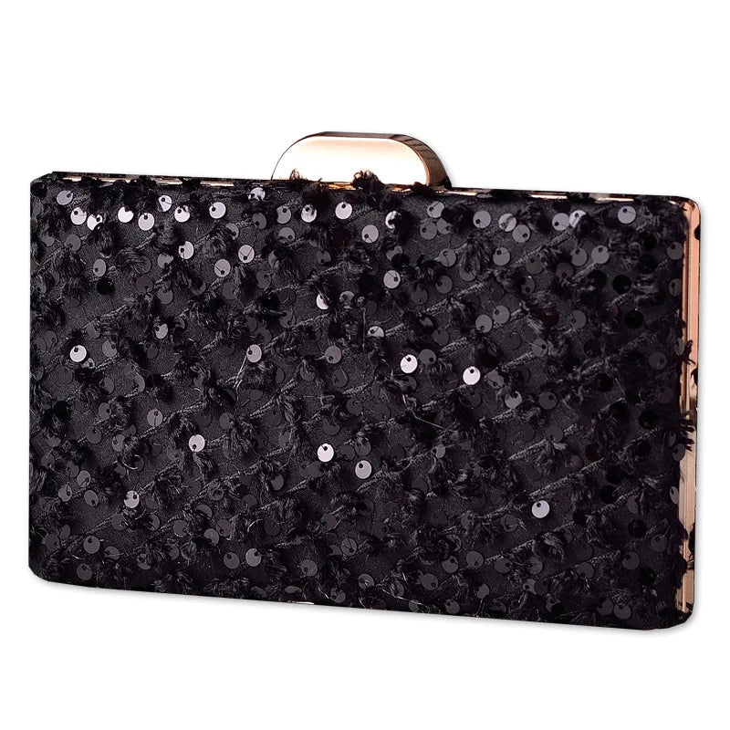 Sequin Women's Shoulder Bag - Blue Elegant Designer Wedding Clutch