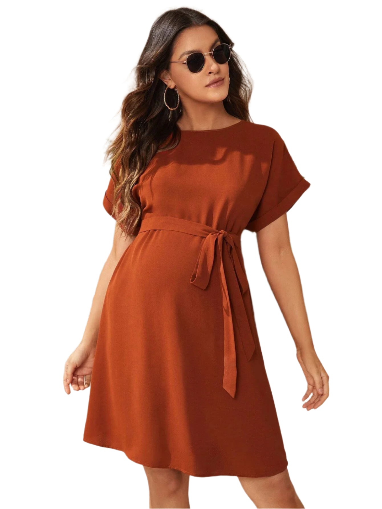 Fashion Summer Bat-Sleeve Tunic Maternity Dress for Photoshoots