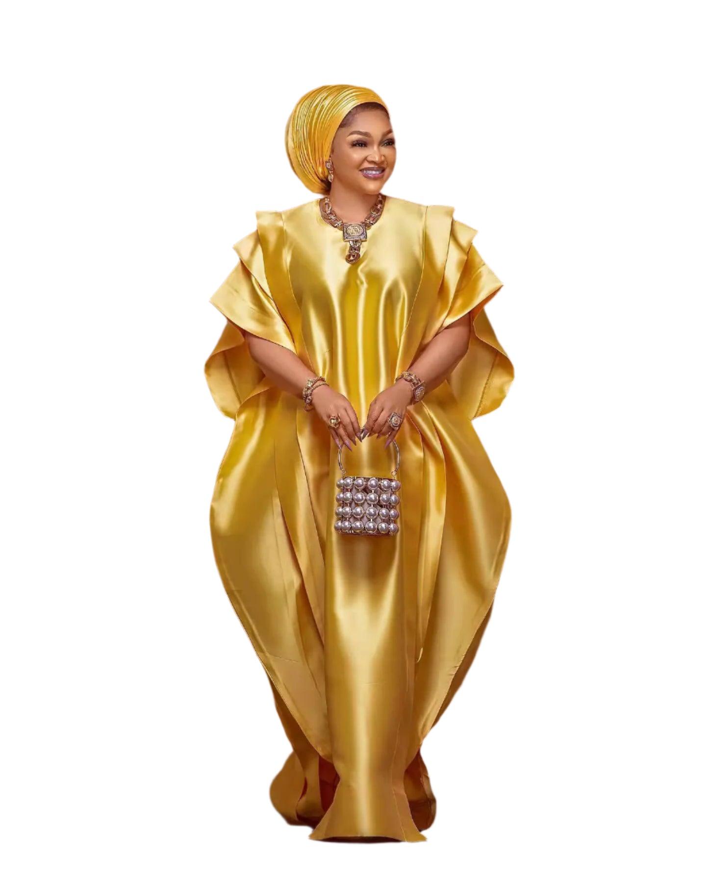 African Satin Abaya Boubou | Dubai Caftan Party Dress Women