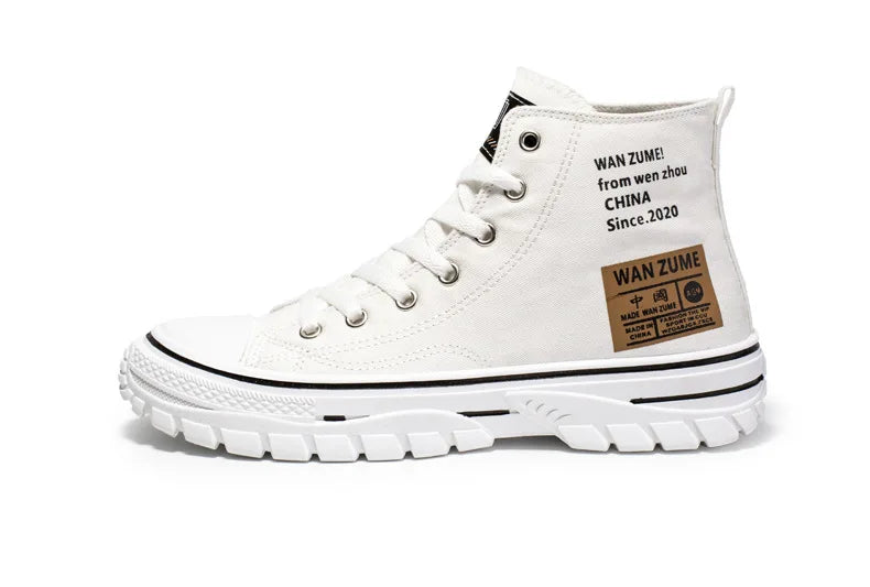 Men's High Top Canvas Sneakers – Lace-Up Sport Board Shoes for Casual Street Style