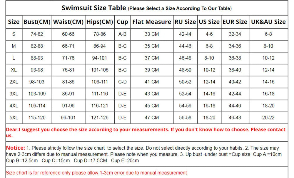 Women’s Two-Piece Swimsuit – USA Flag Print | Bandage Style | High Waist Chart