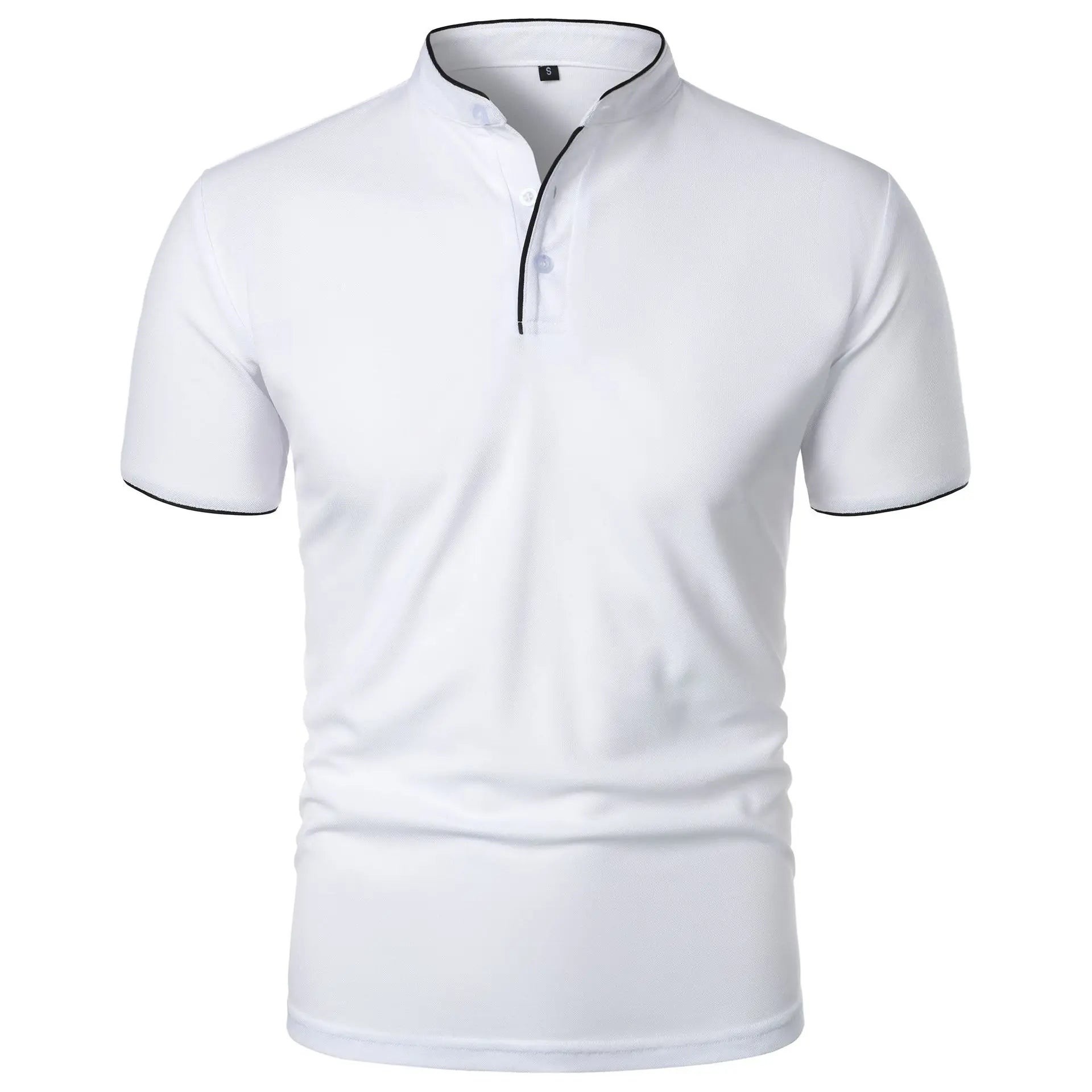 Men’s Solid Color Stand Collar T-Shirt – Slim Fit Lightweight Tee