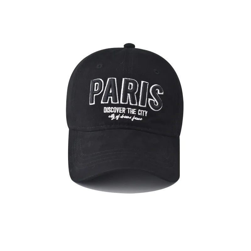PARIS Letter Embroidered Baseball Cap – Korean Style Casual Fitted Hat