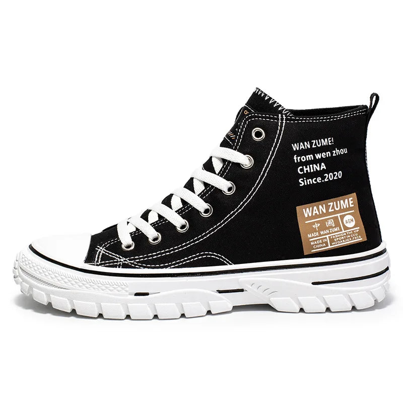 Men's High Top Canvas Sneakers – Lace-Up Sport Board Shoes for Casual Street Style