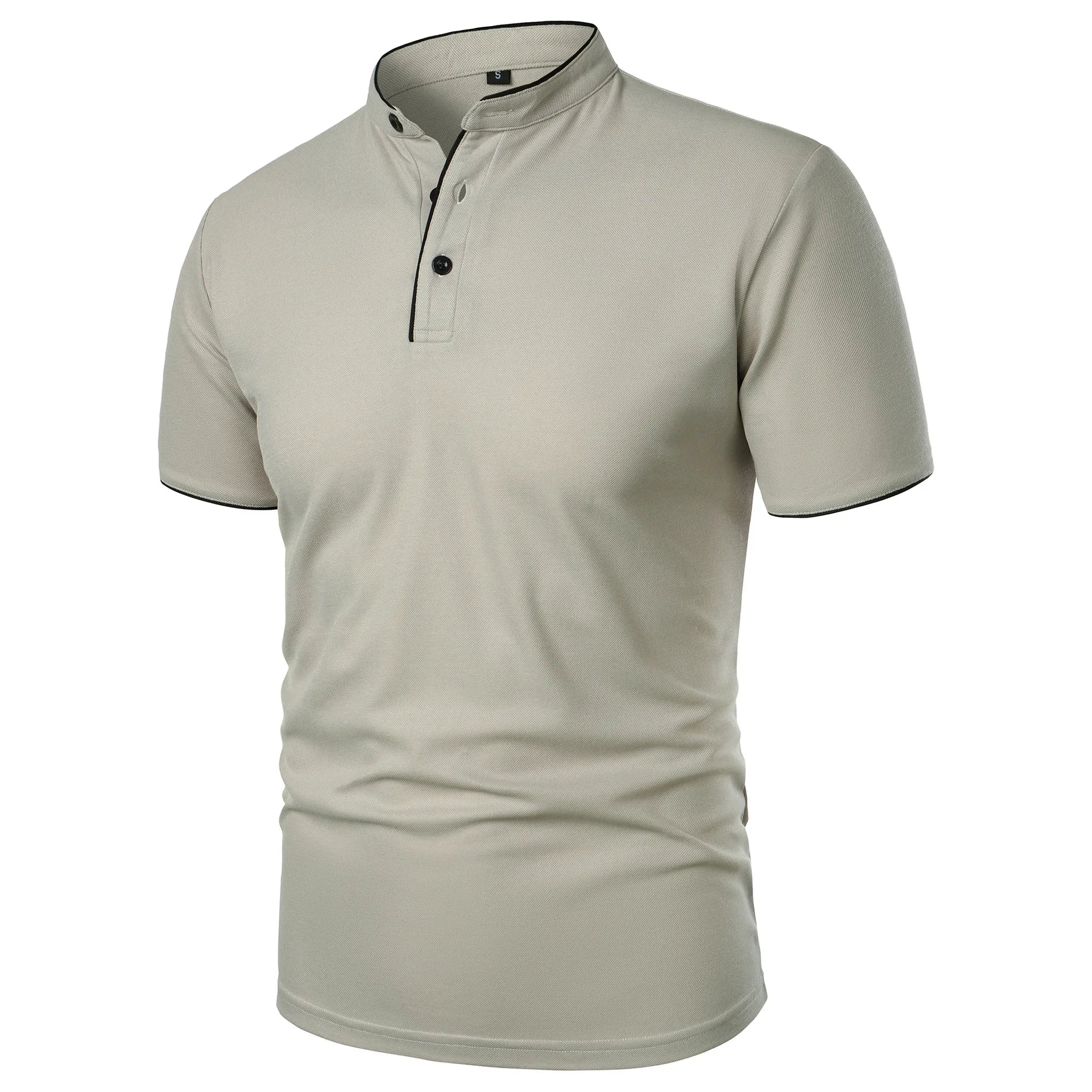 Men’s Solid Color Stand Collar T-Shirt – Slim Fit Lightweight Tee