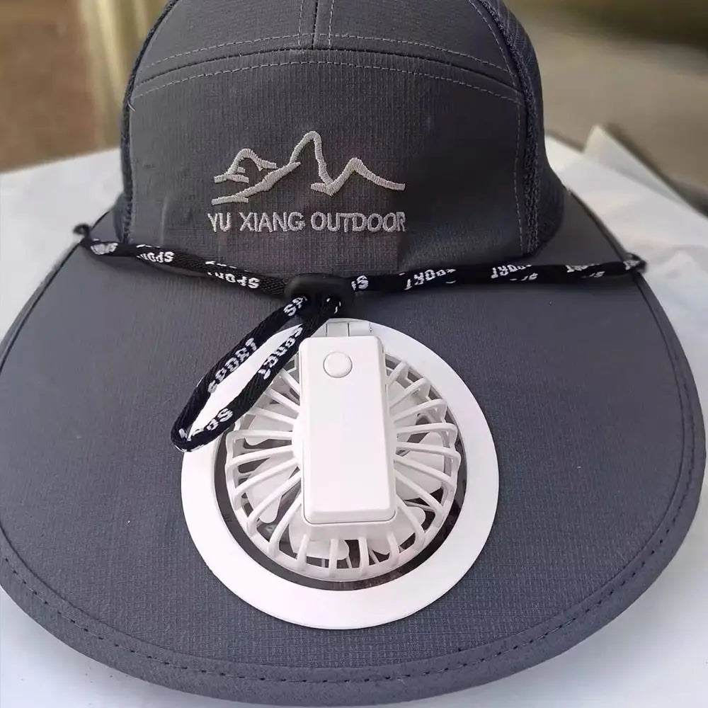 Large Brim Fan Hat - Rechargeable UV Protection Sun Shading Cap
