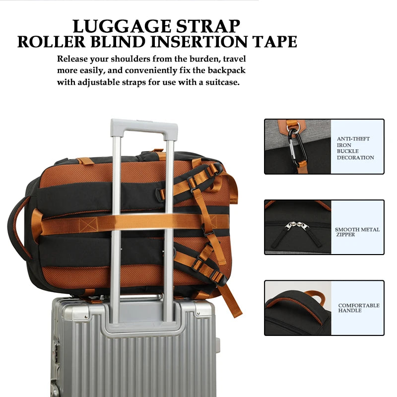 Luggage strap roller blind insertion tape with backpack and suitcase on a white background