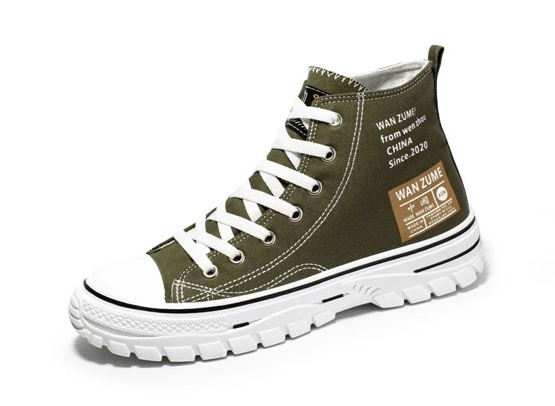 Men's High Top Canvas Sneakers – Lace-Up Sport Board Shoes for Casual Street Style
