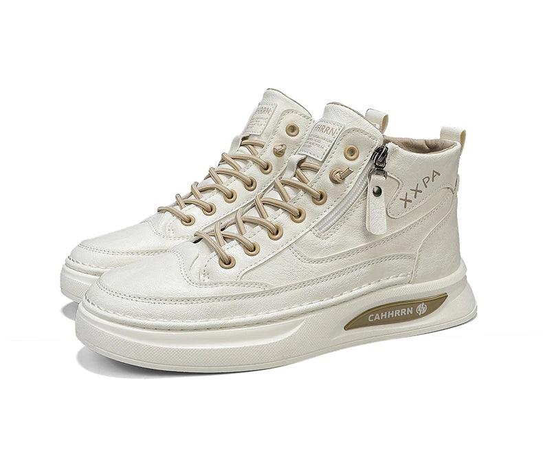 Men’s Leather Skateboard Sneakers – Luxury Platform Casual Walking & Work Shoes - JVMCL