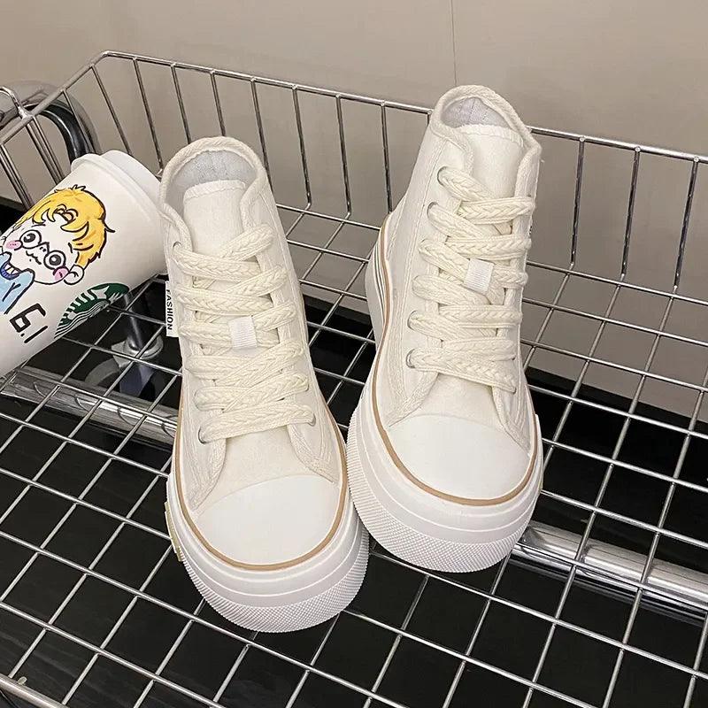 Women’s High Top Canvas Sneakers | Autumn Platform White Shoes