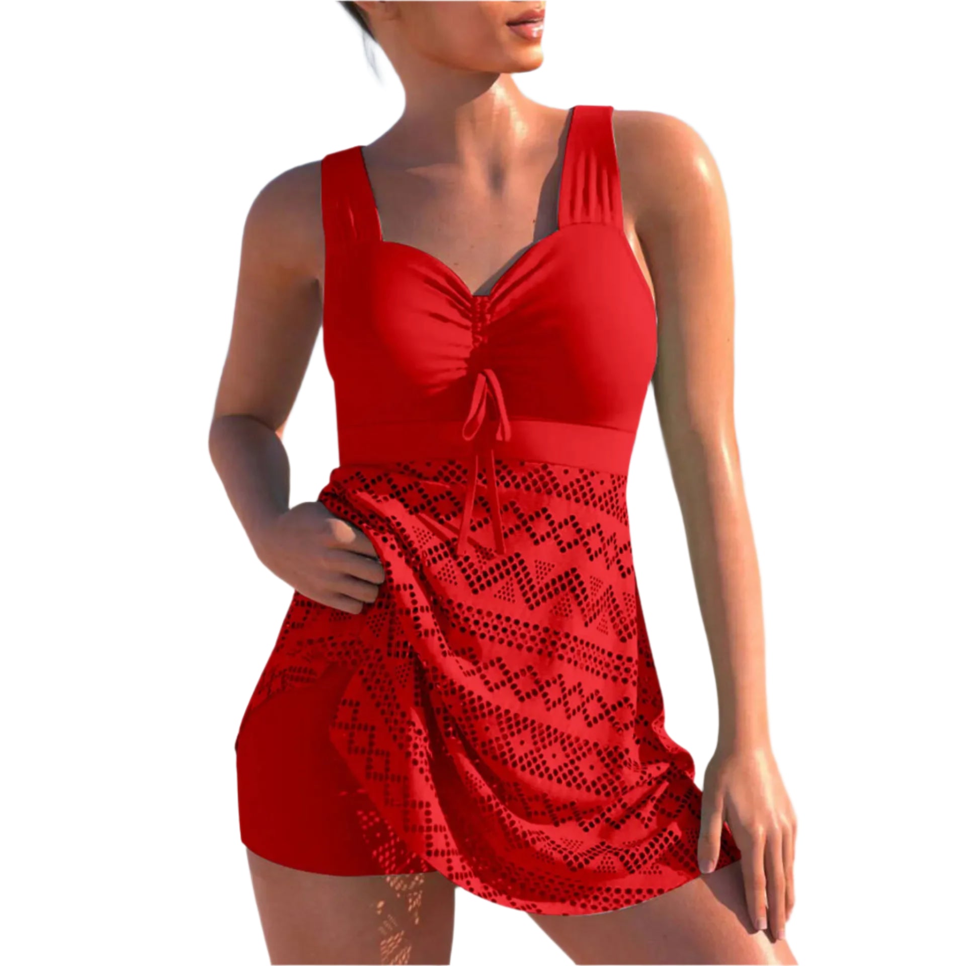 Women's High Waist Swimsuit - Conservative Skirt Style Belly Cover