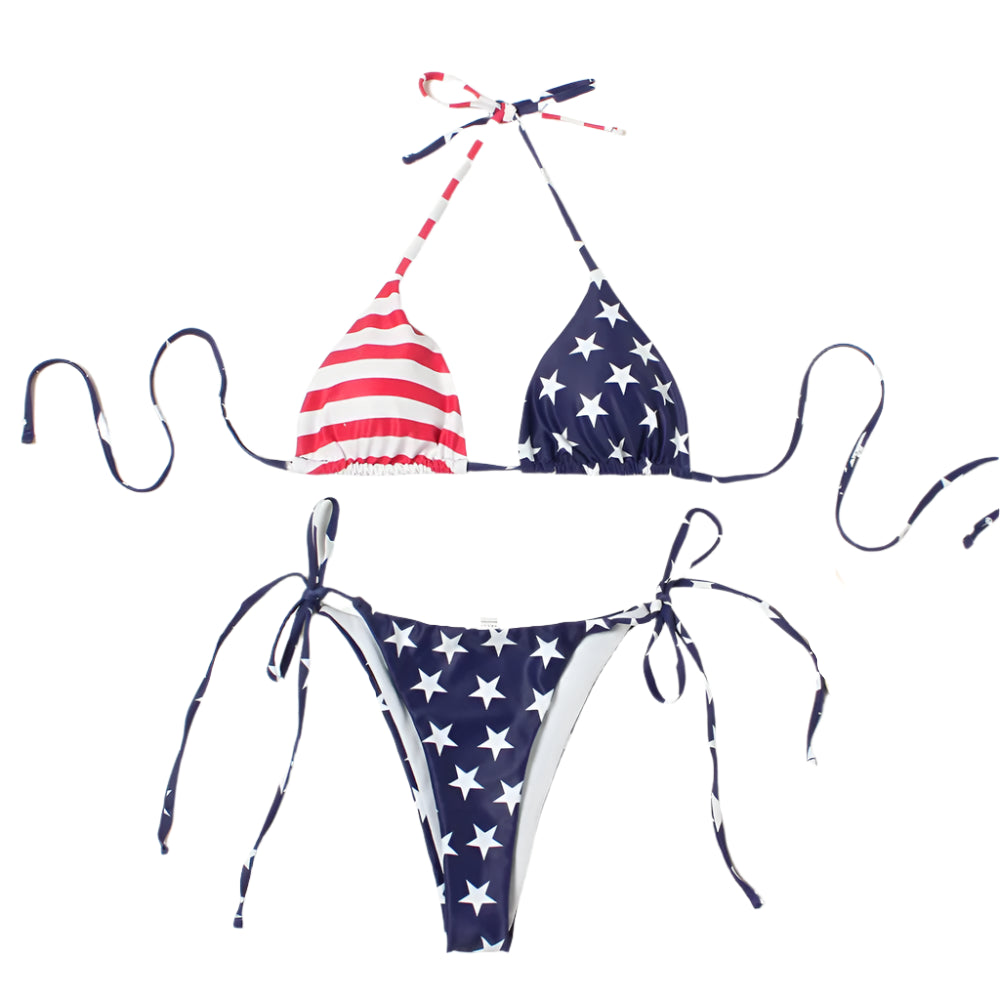 Sexy USA Flag Print Beach Bikini Set – 2-Piece Lingerie Swimsuit