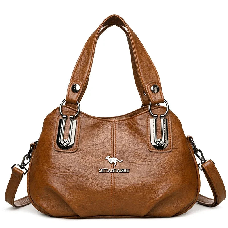 Luxury 3-Layer Handbag - Soft PU Leather Shoulder & Crossbody Bag