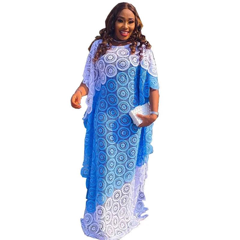African Party Elegant Lace Abayas Dashiki Robe Kaftan Long Maxi Dress