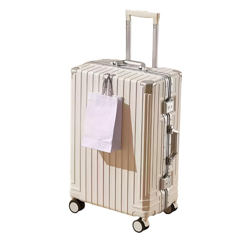Aluminum Alloy Rolling Travel Suitcase with Cup Holder & Spinner Wheels