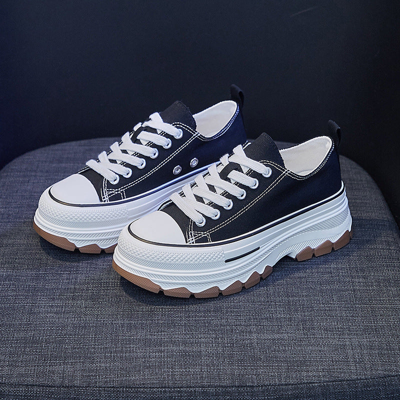Korean Women’s Canvas Sneakers – Thick Bottom Casual Fashion Shoes