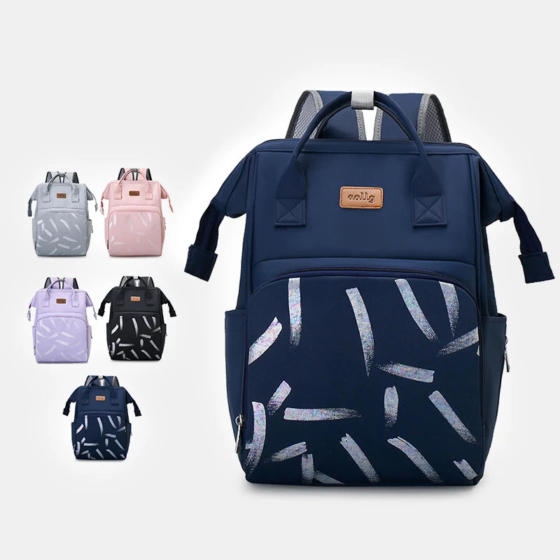 Fashion Print Baby Diaper Bag Backpack – Large Capacity for Moms