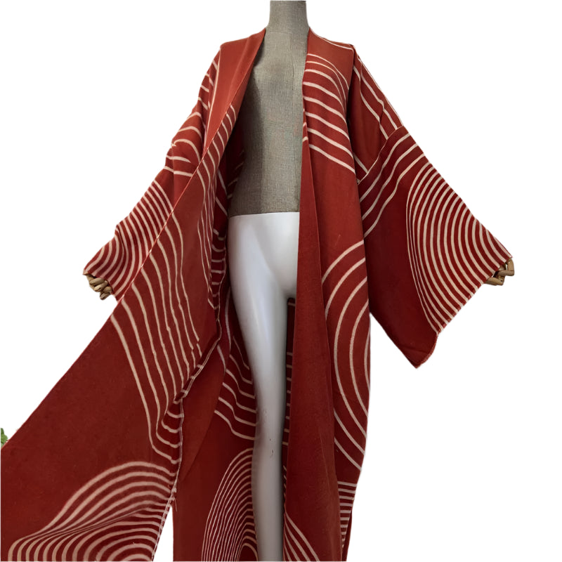 Bohemian Geometric Print Open Front Kimono Coat – Women's Loose Knit Cardigan